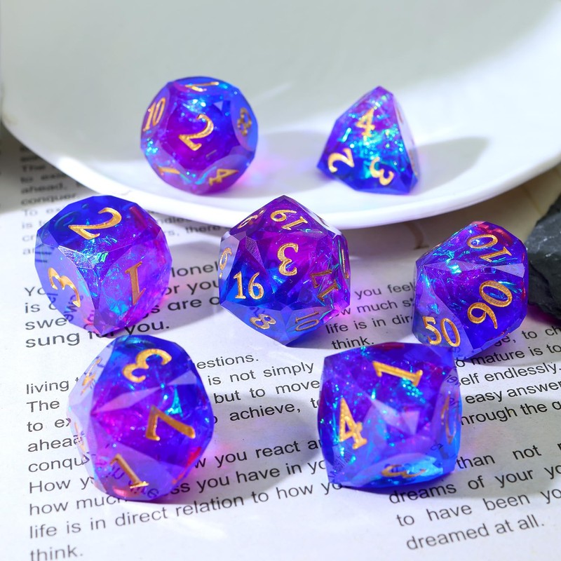 XENOLU DND Dice Set, Diamond Cut Sharp Edge Polyhedral Resin
