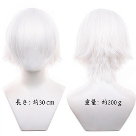 ZUWEEMEK Multi Wig, Multipurpose, Straight, Short, White Wig, Unisex, Cosplay, Hair Trimming, Mesh Net Included, Goods, Heat Resistant, For Photography, Events, Halloween, Costume, Disguise, 11.8
