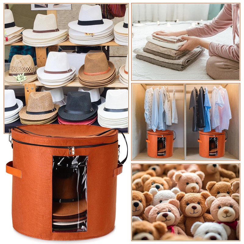 Suzile 4 Pcs Hat Boxes Oversized Round Cowboy Hat Storage