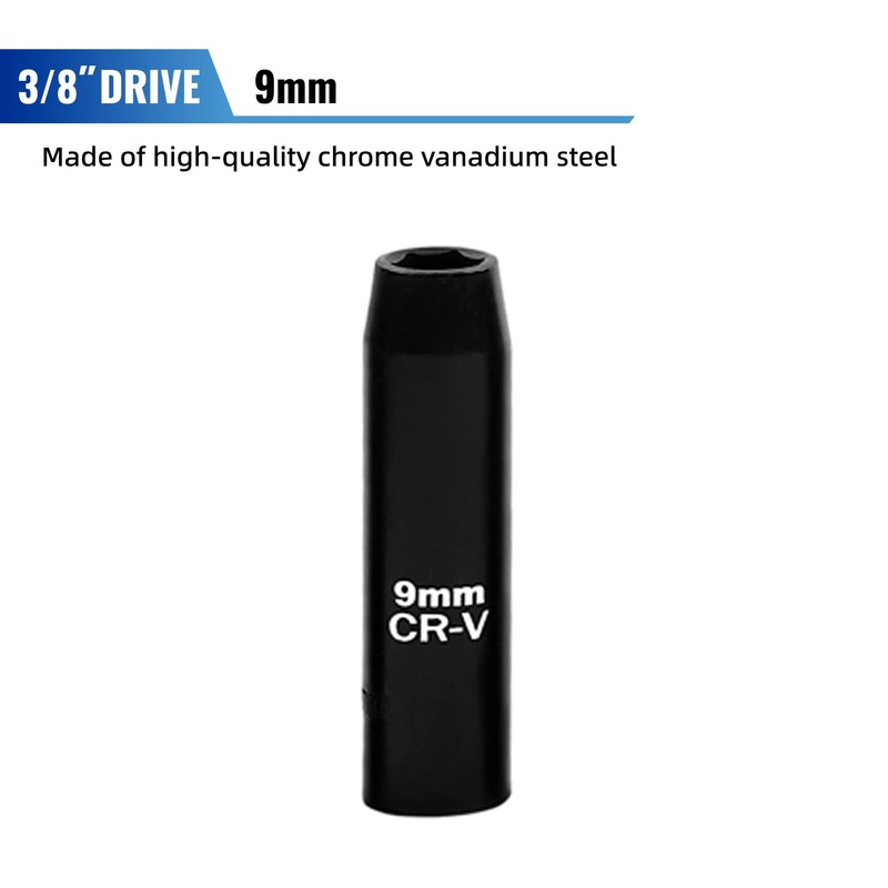 Reniteco Drive Socket Metric Deep Socket 9mm, 6 Point Design,