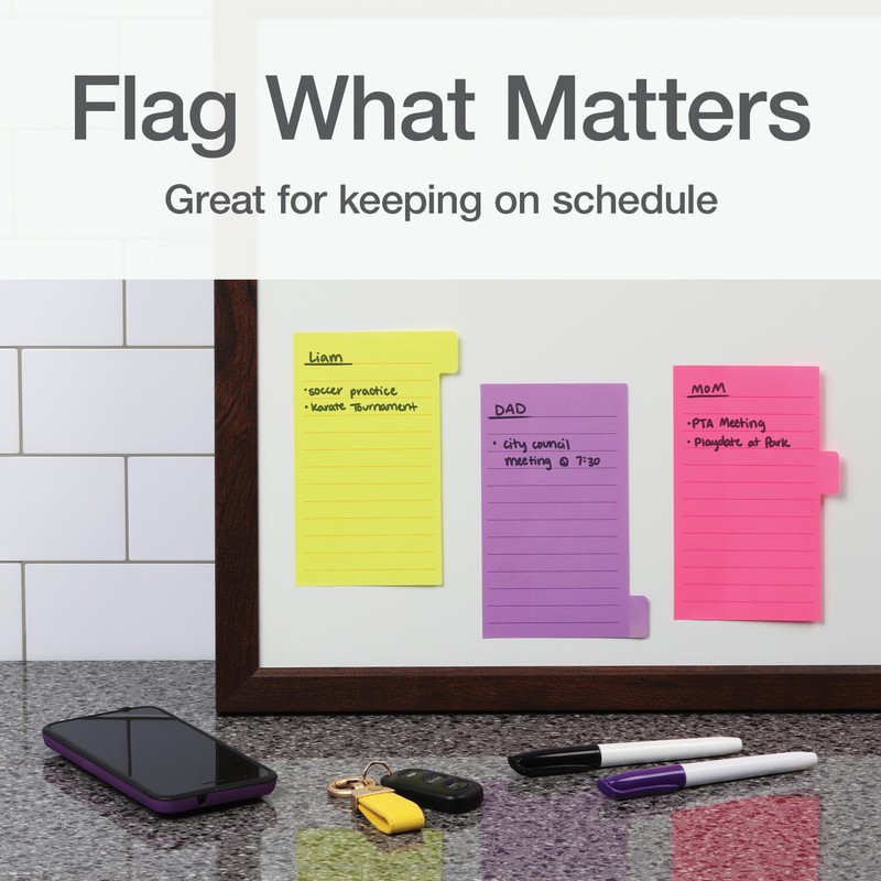 Redi-Tag Divider Sticky Notes, Tabbed Self-Stick Lined Note Pad, 60