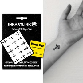 INKARTLINK 15-day tattoo, semi permanent tattoo, exquisite packaging Unique design, realistic tattoo Advanced tattoo technology Waterproof Cruelty-free Non-reflective (Mini Cross)