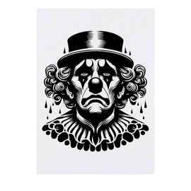 'Circus Clown In The Rain' Temporary Tattoo - Water Resistant, Skin-Safe, Non-Toxic Transfer (TO00074303)