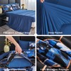 ANGIYUIN 7Pcs Blue Marble King Comforter Sets Floral Bedding Sets