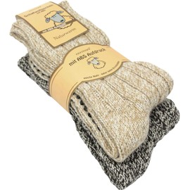 normani 2, 4 Pairs or 6 Pairs Norwegian Knitted Socks with Non-Slip Sole, Wool Socks with ABS Sole. Huts Socks Colour 2 Pairs Size 43-46