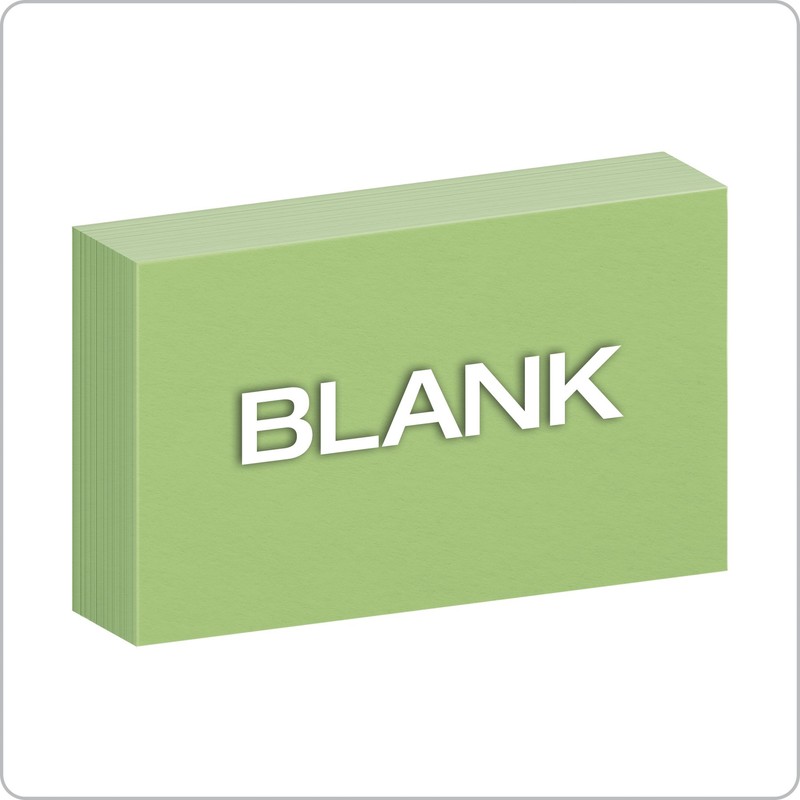 Oxford Blank Color Index Cards, 3" x 5", Green, 100