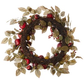 Worth Imports Mixed Leaf 24" Apple Pomegranite Wreath On Natural Twig Base