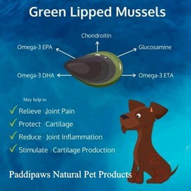 PADDIPAWS High Strength Green Lipped Mussel for Dogs with added Vitamin C - Natural Dog Joint Supplements - Aids Stiff Joints in Dogs - Hip and Joint care for Dogs - 90 Twist and Sprinkle Capsules
