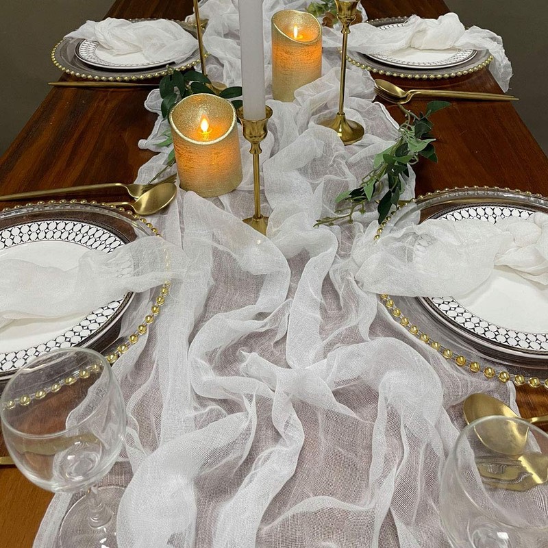 EH Linen Cheesecloth Gauze Table Runner,Wedding Decor Arch Draping,Gauze Event