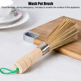 Bamboo Wok Brush, Bamboo Dish Brush Wok Cleaning Brush Pot Cleaning Whisk Dishwashing Kitchen Washing Tools Long Handle for Household Skillet Grill Utensils Cast Iron Sink Vegetable Scrubbing