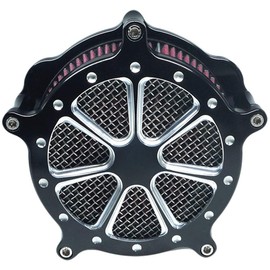 Harley Air Filter Venturi Intake Air Cleaner Motorcycle Cnc Cut Chrome Kit for Touring Street Glide 2008 - 2016 Softail 2016 - 2017 Fitment - C (Red)