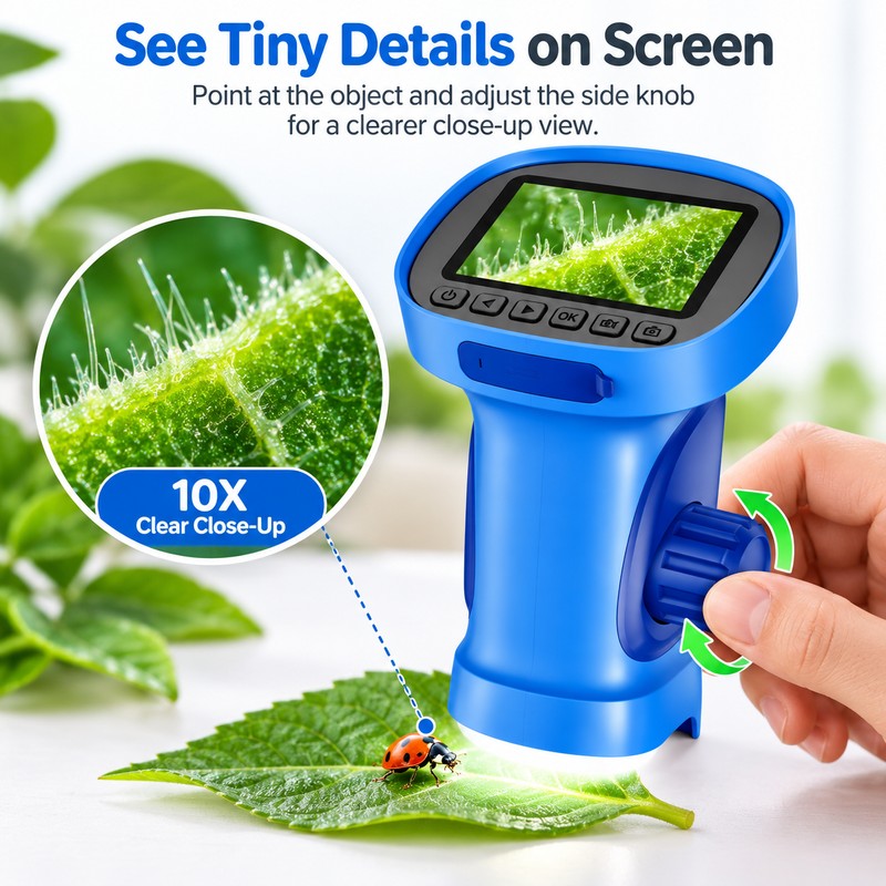 Digital Microscope for Kids – 1000X Portable Microscope with 2.4-Inch