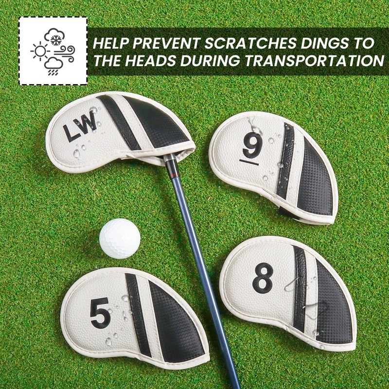 Golf Iron Head Covers Numbers Synthetic Leather Headcover Deluxe Value