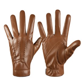 QUKOPSE Winter Leather Gloves for Men,Touchscreen Snow Driving Gloves with Cashmere Lining for Motorcycle Driving Riding……