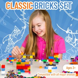 Strictly Briks Classic Bricks Starter Kit, Blue, Green, Red, and Yellow, 144 Pieces, 2x2 Inches, Building Creative Play Set for Ages 3 and Up, 100% Compatible with All Major Brick Brands