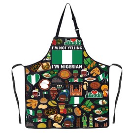 MYSOMY Nigerian Apron Nigeria Gift Nigeria Flag Apron Nigeria Themed Gifts Nigerian Cooking Apron (Nigeria ap3)