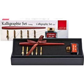 Ami Künstlerbedarf NEU Kalligraphie Set 7 teilig mit Federhalter