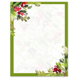 AnyDesign 80 Sheet Christmas Stationery Paper Xmas Holly Leaves Letterhead Letter Writing Paper for Holiday Notes Greeting Cards Invitations Office School Printing, 8.5 x 11 Inch