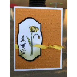 Stampin' Up! Card Set Of 4 Stampin Up Painted Poppies THANK YOU Orange Embossed