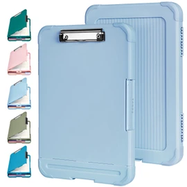 Sooez Reinforced Clipboard with Storage, Inner Plastic Folder Attached, Heavy Duty Clip Boards 8.5x11 with Pen Holder, High Capacity Nursing Clipboards for Teacher Office Home, Letter / A4 Size
