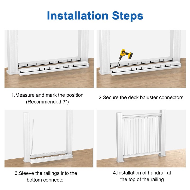 CKE 50 Pack 36" White Round Aluminum Deck Balusters, 3/4"