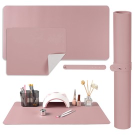 SUTOZMIWE Nail Art Table Mat,2 PCS Nude Pink Fordable Soft Microfiber PU Leather Nail Mats, Nail Arm Rest Pad for Acrylic Nails,Manicure Pads Desk Mat for Nail Tech Must Haves Salon Home Nail Supplies