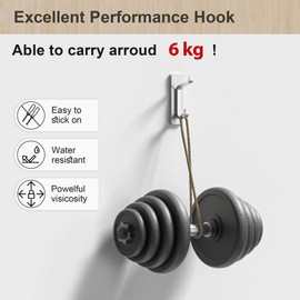pickpiff Self-Adhesive Hooks for Hanging, Extra Sticky Metal Stainless Wall Mounted Heavy Duty Removable, Hanger for Coat, Key Hat, for Bath, Kitchen, Hall, Door, 00009