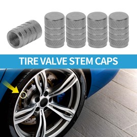 A ABSOPRO Tire Valve Stem Caps 11x17MM Car Wheel Valve Cap Aluminum Alloy Titanium Tone Grey for Car Bike Motorcycle Truck Anti Crash Tyre Valve Stem Cover Valve Dust Cap 5 Pcs