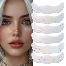 Glitter Pecas Cara Tatuaje, 6 Diferentes Tatuaje Temporal de Pecas con Brillo Dorado a Prueba de Agua, Perfecto para Maquillaje diario, Festivales y F