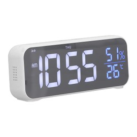 Digital Alarm Clock, Bedside Clock with LED Backlit Display, Adjustable Volume, 5 Min Snooze, 12/24 Hr, ℉/℃, USB Port, for Students, Adult, Office, Bedroom