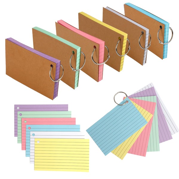 600 x Flash Cards with Binder Ring, Revision Cards, Punched