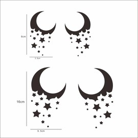 BLAJR moon-shaped car stickers with fun stars decorate car doors, hoods, Windows, bumpers, rearview mirrors, motorcycle helmets, laptops, vinyl decals and accessories (8pcs) (Black)
