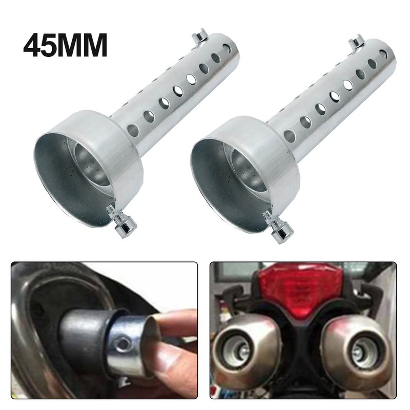 TOTMOX Motorcycle Exhaust Silencer 45 mm Silver, 2 Pieces Universal