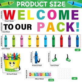 Back to Bulletin Board Set Colorful Crayon Cutouts Name Tags Label Decorations First Day of Bulletin Board for Supplies Chalkboard Wall Valentine Decor Adults Ages15+