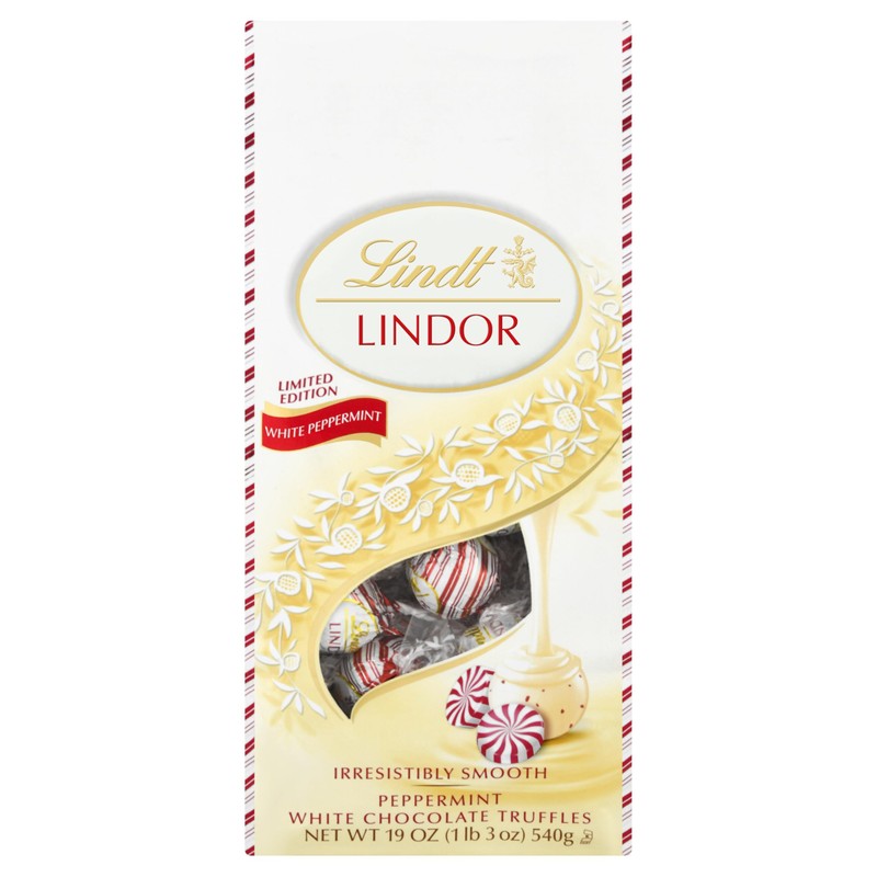 Lindt LINDOR White Chocolate Peppermint Candy Truffles with Smooth Peppermint