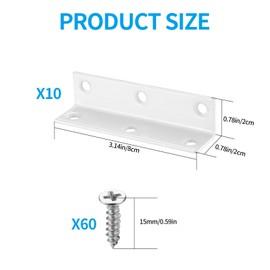 L Angle Connector, Pack of 10 Metal Angle Corner Brackets, 90 Degree Hole Angle Wood Connector, Wide Corner Brace Corner Bracket Angle Heavy Duty for Fixing Repairs Furniture, Reinforcement Joint