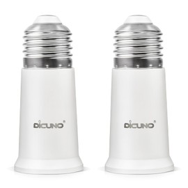DiCUNO E26 Socket Extender, E26 Standard Medium Base Lamp Bulb Socket Adapter of 5CM/1.97 Inch Extension, Max 200W, Light Bulb Extender, 2 Pcs