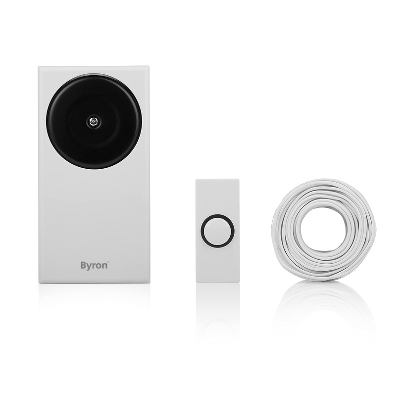 Byron DBW-24031 Doorbell Kit-Button, Chime and Cable-90dB, White