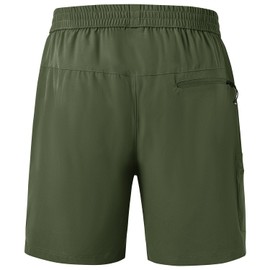 BGOWATU - Pantalones cortos deportivos de senderismo para hombre, elásticos, de secado rápido, con bolsillos con cierre, para pesca, viajes, 13-verde militar, X-Large