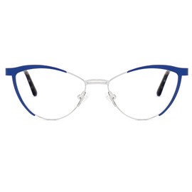 Zeelool Women's Metal Browline Cat Eye Blue Light Blocking Glasses Sydney FM0125, Fm0125-10 Blue
