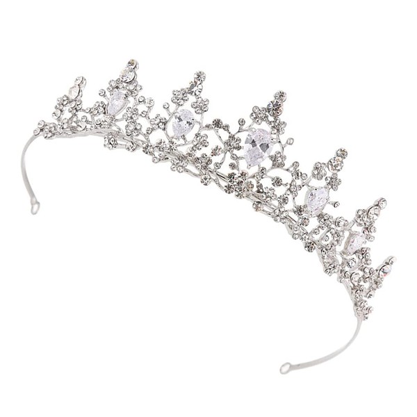 Uonlytech Crystal Hair Crown Elegant Bridal Wedding Hair Tiara Crystal Queen Crown Silver Baroque Queen Crown for Women Bride 1 Piece