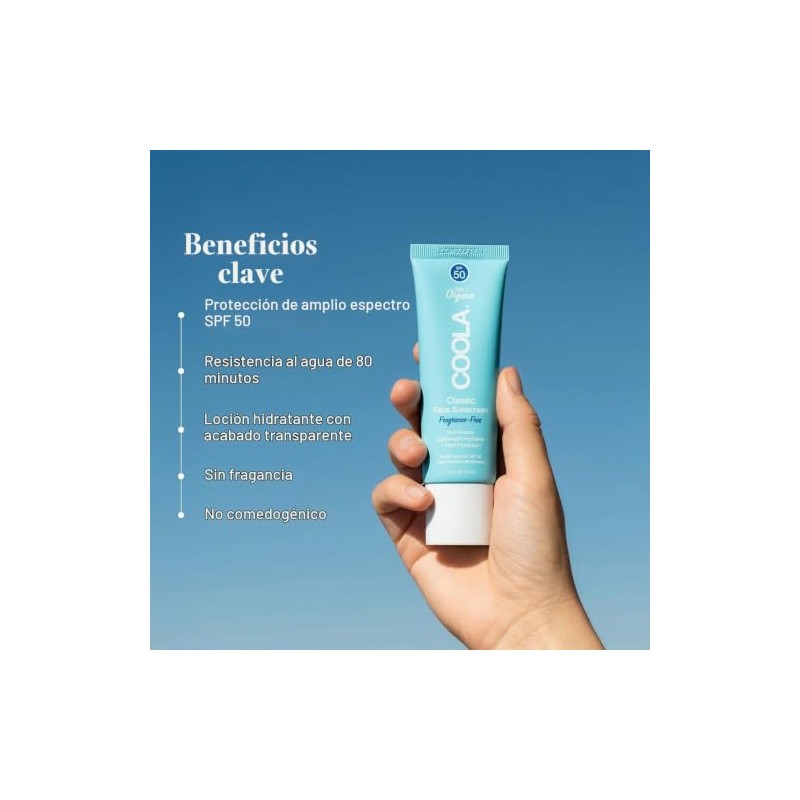 COOLA - Organic Classic Daily Face Sunscreen, SPF 50, Unscented,