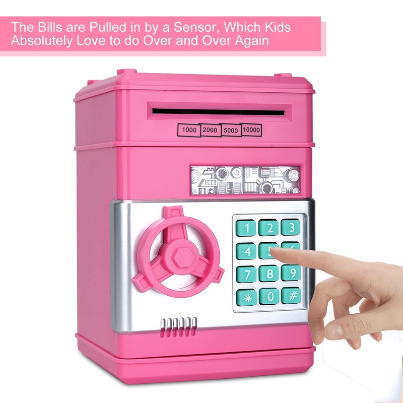 Adsoner Piggy Bank, Electronic ATM Password Cash Coin Can Auto