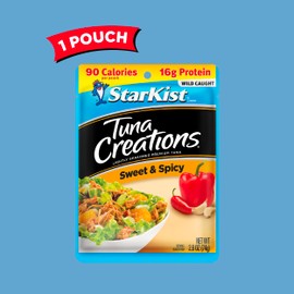 StarKist Tuna Creations Sweet and Spicy, 2.6 oz Pouch (1 Pack) Ready to Eat Wild Caught Tuna, 16g Protein, 90 Calories Per Serving, Gluten Free, Soy Free, Kosher, Perfect for Salads, Meals and Snacks