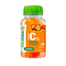 Vitamina C con Zinc – 90 Gomitas Frutales | Suplemento Alimenticio | Fácil de Masticar, Deliciosas y Prácticas