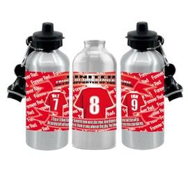 Manchester Reds Football Shirt Silver Aluminium Two Lid Unisex Water Bottle Gift Team-Manchester-United