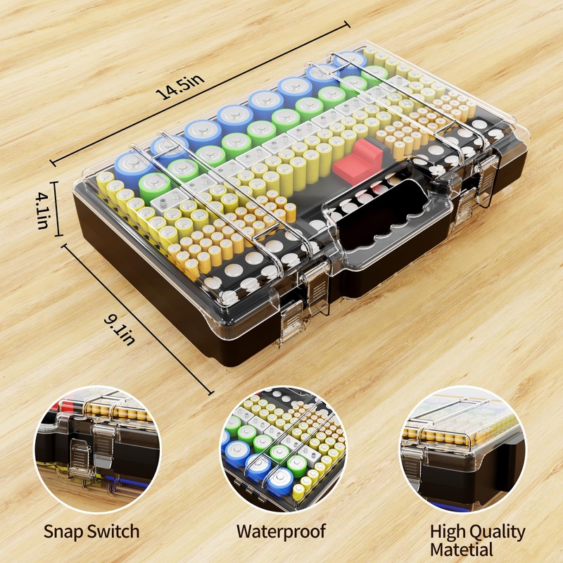 Narotood Battery Organizer Storage Holder Box Case with Tester, Ultra-Large