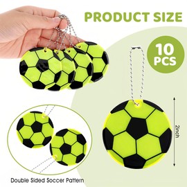 FMYODWU 10 Pieces Reflective Footballs, Reflective Sheets, Durable Reflective Safety Tags School Bag Pendants, Reflective Pendants for Night Riding, Running and Hiking