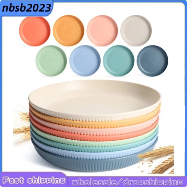 Unbranded 8PACK 9'' Lightweight Wheat Straw Fiber Plates,Unbreak