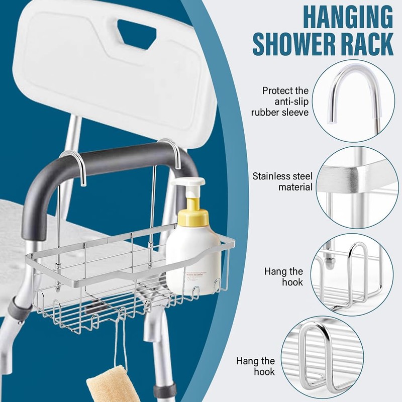 Velarionna Shower Caddy Hanging, Stainless Steel Showers Organizer Rack with
